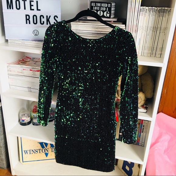 Motel Rocks | Dresses | Motel Gabby Sequin Iridescent Green Dress | Poshmark